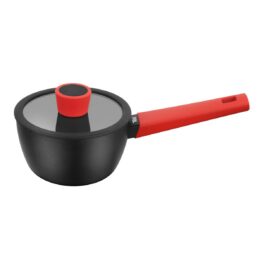 Keittoastia Punainen 16cm, lasikannella varustettuna.
